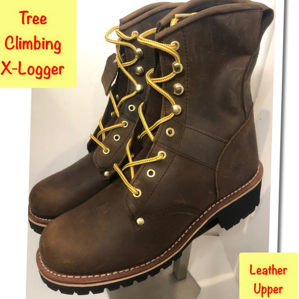 Tree Climbing  logger Men’s Leather Upper Boots